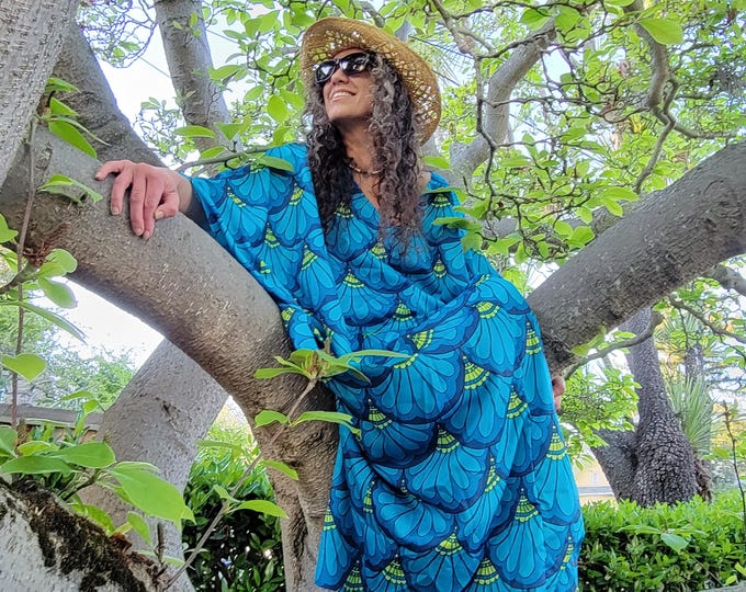 Teal Blue Mermaid Paisley Caftan