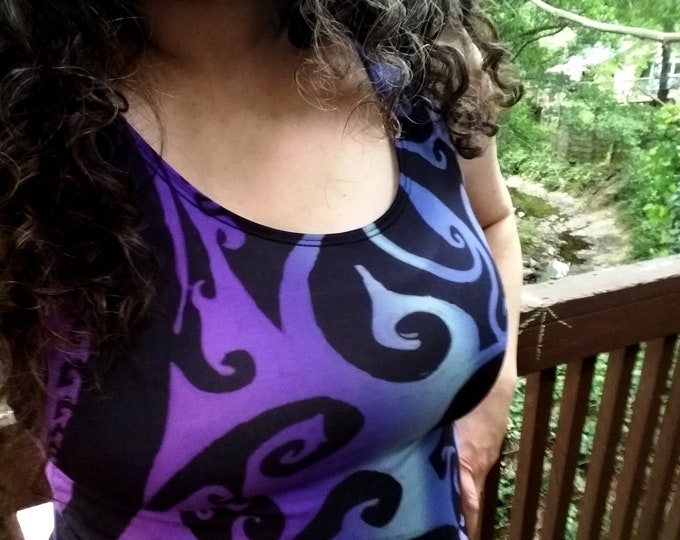 Ice Valkyrie, Celtic Spiral, Swirl, Purple, Blue, Ombre, Tank Top, Frozen, Rave, Festival, Workout, Dance, Athletic, Ice Colors, Winter