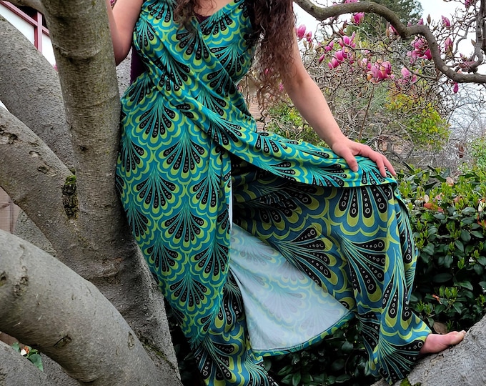 Dress & Pants, Scallop Maille, Original Mermaid Scale,Wrap Dress, Olive, Green, Black,Summer, Baggy Pants, Pantsuit, Original Art, Caballera