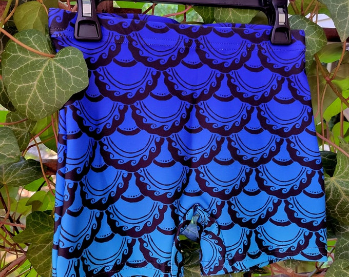 Swirly Mermaid Shorts, Purple,Blue, Swim Bottom, Workout,Booty Shorts,Hot Pants,Mermaid, Fish Scale, Bikini Bottom, Hand Drawn, Original Art