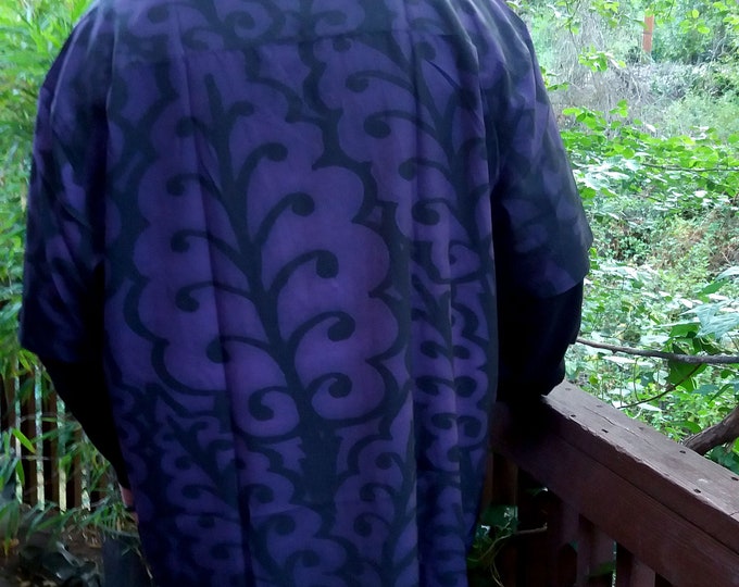 Medieval Leaves, Button-up Shirt, Royal Purple, Small to 5X Large, Purple,Mens Shirt, For Him,Button Shirt,Quick Dry,Original Art,Hand Drawn