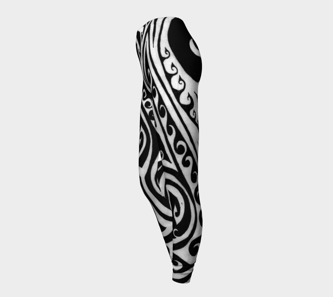 Shark Away II, Black & White Stripe Leggings, Greek, Polynesian