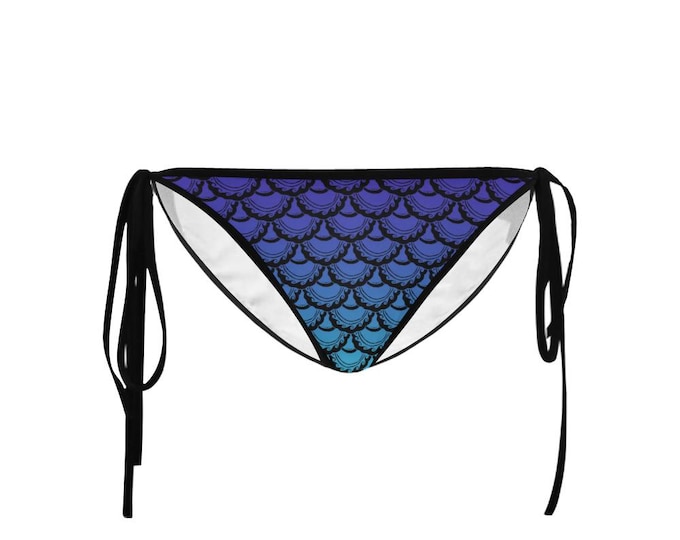 Original Mermaid Scales,Bikini Bottom,Swirly,Blue,Purple,String Bikini,Tie,Bikini, Swim,Swimsuit,Bathing Suit,Mermaid Art,Hand Drawn,Paisley