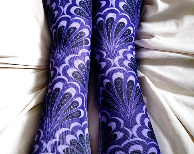 Mermaid Paisley Socks, Scallop Maille, Purple Socks, Mermaid Socks, Hand Drawn, Mermaid Print, Fish Scales, Paisley, Original Art, Caballera