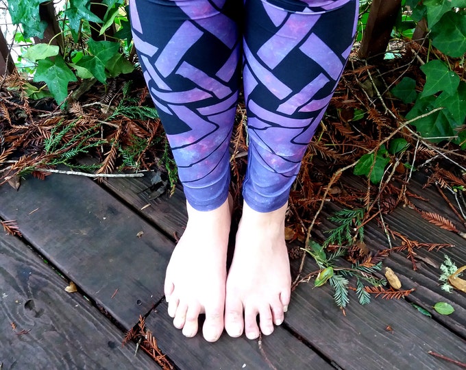 Seven Petal Flower, Purple Ombre, Galaxy, Galaxy Print, Celtic Knot, Mandala, Mandala Leggings, Galaxy Leggings, Purple Flower, Original Art