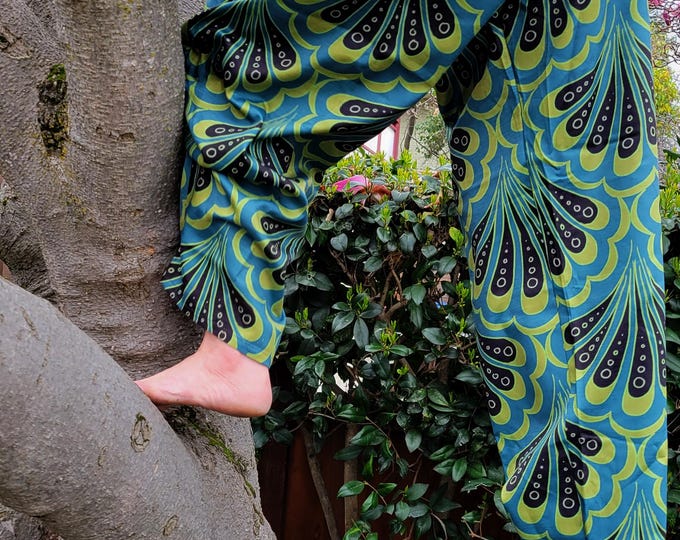 Pocket Pants, Mermaid Paisley, Olive Green, Black, Arabian Pants, Baggy Pants, Belly Dance, Scallop Maille, Paisley, Original Art, Caballera