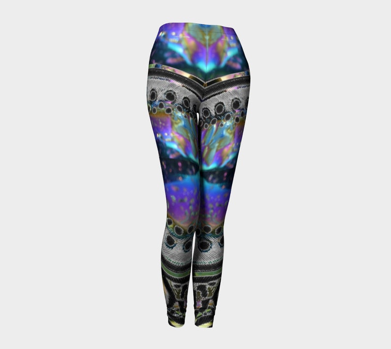 Rainbow Feather Leggings, Feather Print, Feathers, Animal Print, Bird, Rave, Festival, Psychedelic, Trippy, Dance, Yoga, Wild Print Leggings image 5