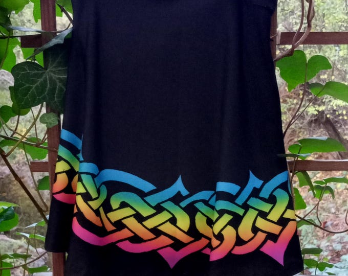 Celtic Briar, Rainbow, Ombre, Flare, Skirt, Celtic Knot, Celtic, St Patricks Day, Above Knee Skirt, Irish Dance, Hand Drawn, Original Art