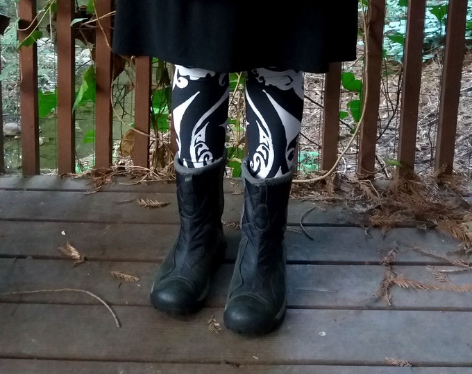 Harlequin Spiral III, Black & White, Celtic Spiral, Yoga Pants, Raver Pants, Swirl, Festival, Athletic, Leggings, Fibonacci Spiral, Symmetry