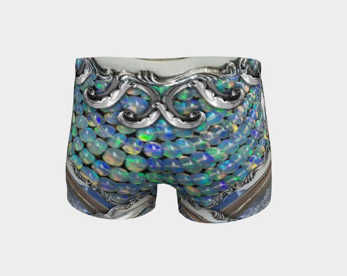 Rainbow Opal, Mystical Dimension Door, Armor Shorts, Cosplay, LARP Armor, Medieval, Fantasy, Silver, Filigree, Bikini Mail, Workout Shorts
