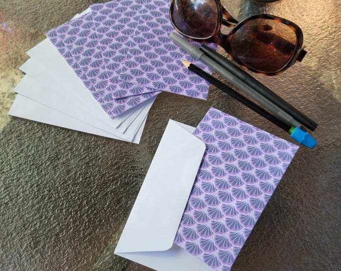 Mermaid Paisley Note Card Set, Pink Petal Maille Stationery