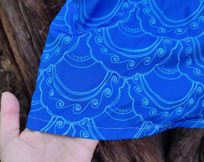 Blue Ombre Merman Shirt,Hand Drawn,Fish Scales, Merman, Button-Up Shirt, Hawaiian,Nautical, Made in USA,Mens, Unisex, Original Art,Caballera