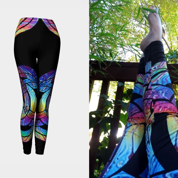 Liquid Rainbow II, Celtic Knot Leggings, Rainbow Pants, Psychedelic, Trippy, Floral, Deco, Pride, Rave, Dance,Festival, Original Ink Drawing