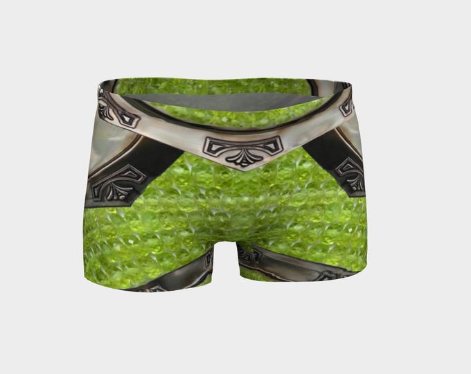 Peridot Green, Bikini Armor, Shorts, Stretchy, Swim Shorts, Yoga Shorts, Genstone, Workout Shorts, Medieval, Fantasy,LARP Armor, Bikini Mail