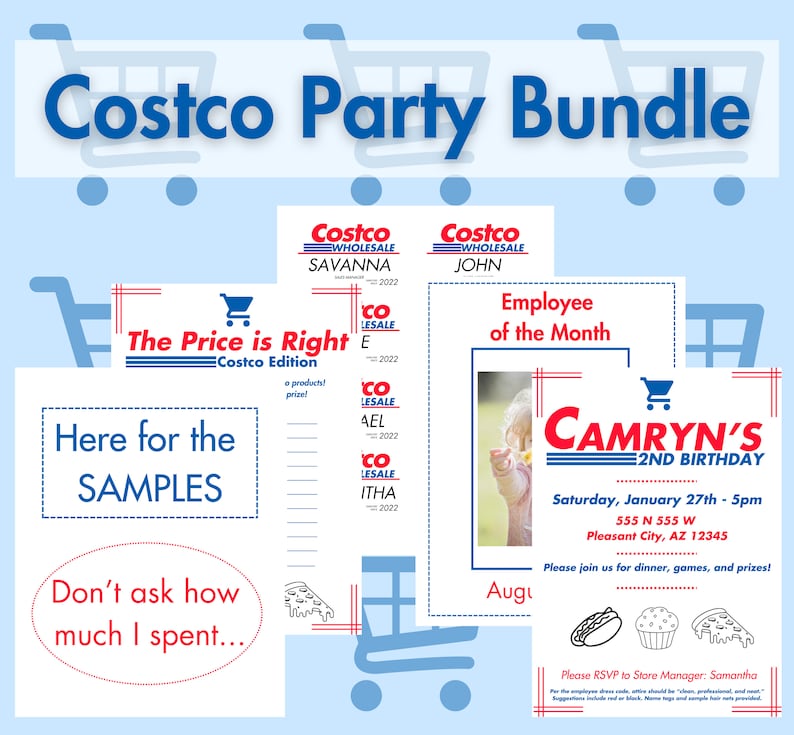 Costco Party Bundle Templates Editable Costco Birthday Party Invitation