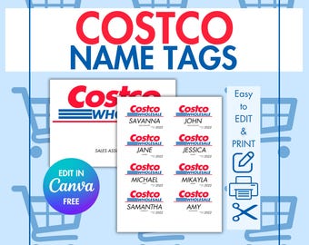 Costco NAME TAGS Template: Digital Download (Edit in Canva FREE)