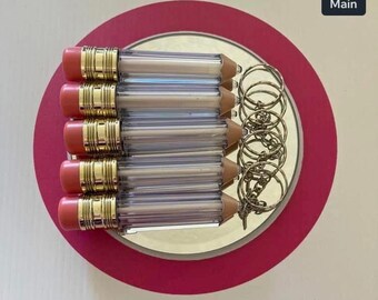 Llavero con forma de lápiz rellenable, llavero con forma de bola de nieve, bricolaje, paquete de 5