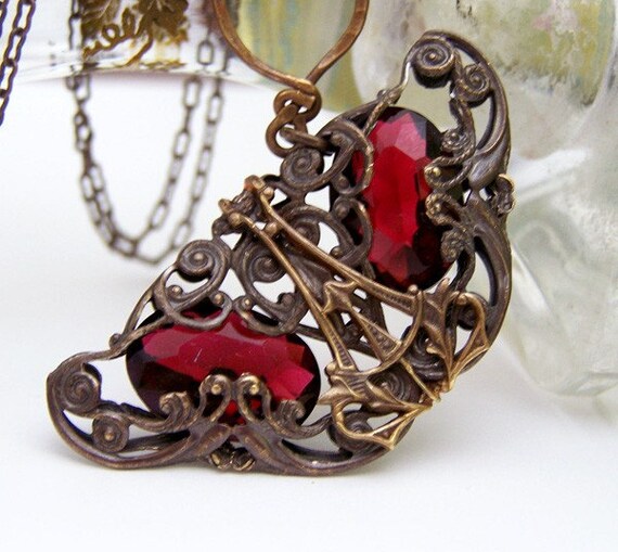 Items similar to Scarlet Wings Butterfly Necklace on Etsy