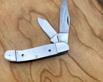 Peanut Folding Knife Kit - 440C Stainless Steel Blade Blank, DIY Two-Blade Pocket Knife