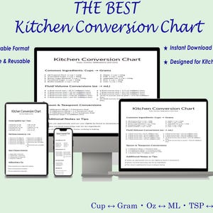 Kitchen Conversion Chart: Printable Cooking Measurements (A4 PDF Download