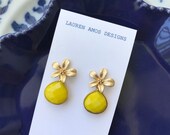 Yellow Floral Post Earrings