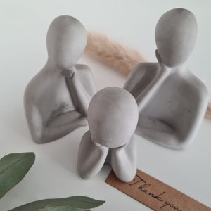 Modell-Gips Figuren Handgefertigt Deko Figurenset Familienset Anthrazit Bild 1