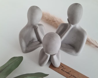 Model gipsen figuren - handgemaakt - decoratieve figurenset - familieset antraciet
