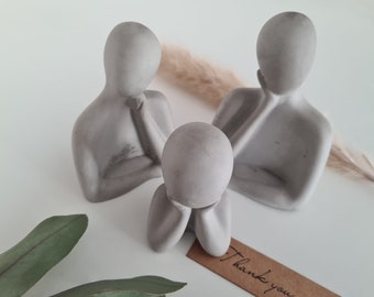 Modell-Gips Figuren - Handgefertigt - Deko Figurenset - Familienset Anthrazit