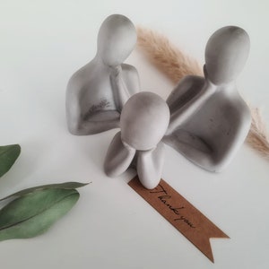 Modell-Gips Figuren Handgefertigt Deko Figurenset Familienset Anthrazit Bild 6