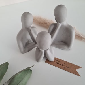 Modell-Gips Figuren Handgefertigt Deko Figurenset Familienset Anthrazit Bild 2