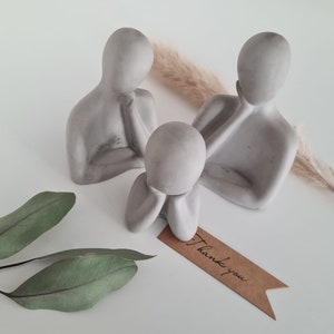 Modell-Gips Figuren Handgefertigt Deko Figurenset Familienset Anthrazit Bild 3