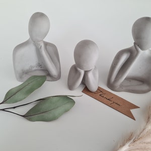 Modell-Gips Figuren Handgefertigt Deko Figurenset Familienset Anthrazit Bild 5