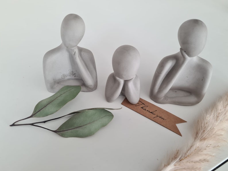 Modell-Gips Figuren Handgefertigt Deko Figurenset Familienset Anthrazit Bild 5