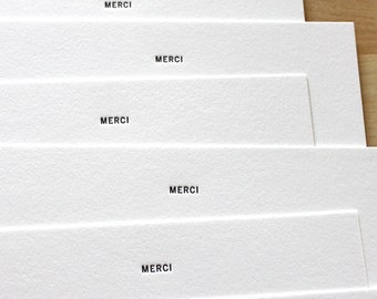 Letterpress MERCI Cards French Thank You Notes Minimalist style Understated Simple Wedding Thank You Stationary Paris Classic FLAT Notecards