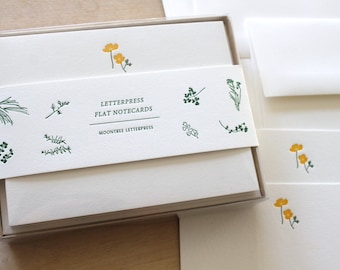 California Poppy Stationery Gift Set, Letterpress Notecards for Nature Lovers, Eco-friendly Gift for Her Plant Parent Birthday Native plants