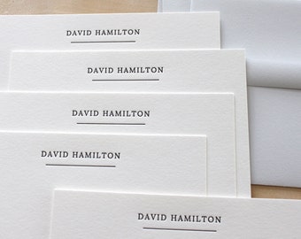 Embossed Stationery Gray Envelope Custom | Personalized Letterpress Men's Notecard Set | Traditional Underlined Name