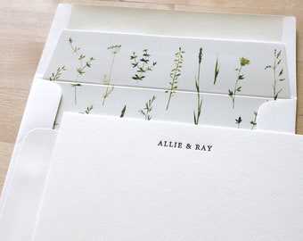 Custom Letterpress Notecards Personalized Wedding Stationery Registry Prairie Grassland Meadow Native Grasses Nature Couple Wedding Gift