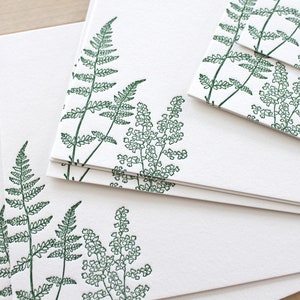 Letterpress FERN Thank You Cards Flat Notecards for Wedding Gift for Gardener Notecard Embossed Stationery Outdoorsy Gift Recycled Paper image 2