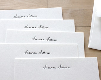 Letterpress Handwriting Style Personalized Embossed Stationery Note Card Custom Stationary