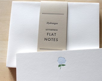 Thank You Cards Letterpress Stationery Flat Botanical Notecards Thank You Note Stationary Wedding Blue HYDRANGEA Flower Thank You