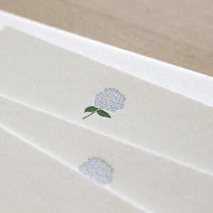 Letterpress Thank You Card - Flat Notes - Hydrangea