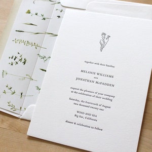 Letterpress  Invitations Sample - California Native Plants - Simple, tasteful Letterpress Wedding Invitation Outdoor Recycled Eco-Friendly