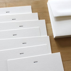 Letterpress Merci Cards - Thank You Note - French Minimalist Design