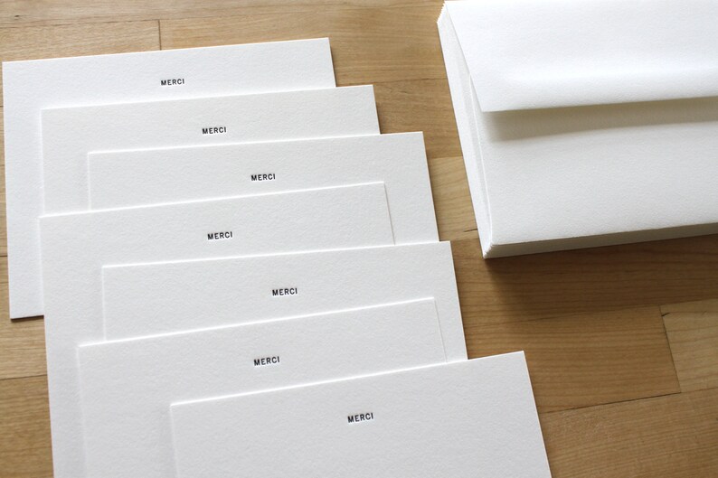 Letterpress Merci Cards - Thank You Note - French Minimalist Design