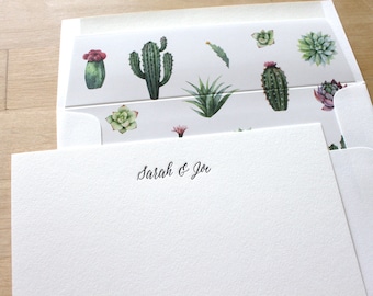 Personalized Stationery Letterpress Wedding Southwest Cactus Thank You Cards Desert Wedding Registry Succulents Stationary Notecards