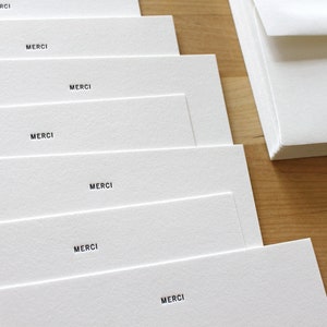 Letterpress Merci Cards - Thank You Note - French Minimalist Design