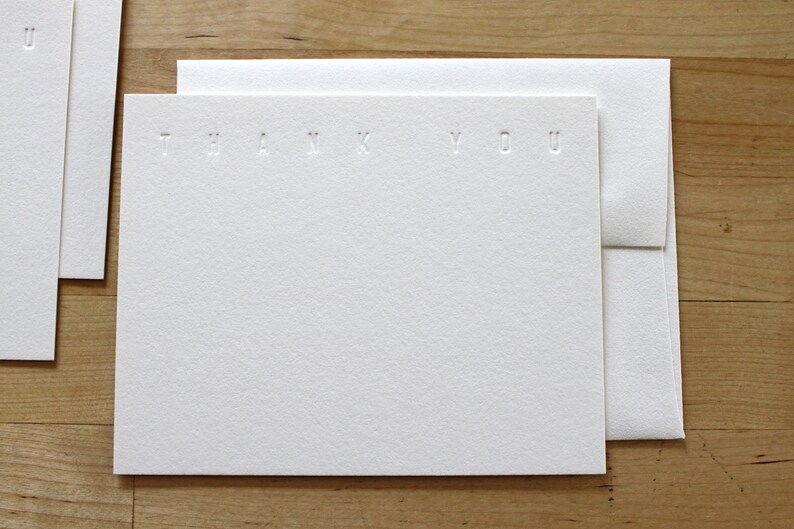 Letterpress Flat card - Thank You - Blind Emboss