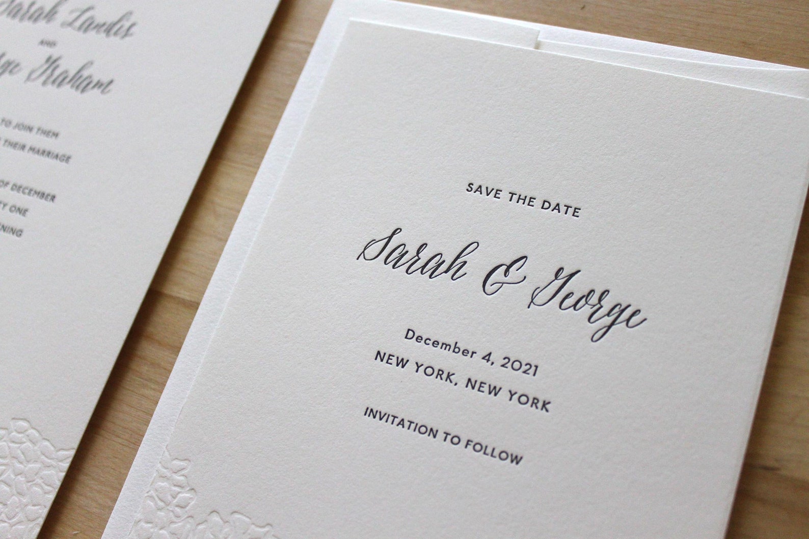 Botanical Letterpress Wedding Invitation Sample Hydrangea Etsy