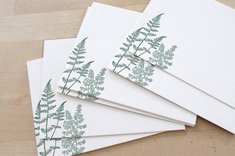 Letterpress FERN Thank You Cards Flat Notecards for Wedding Gift for Gardener Notecard Embossed Stationery Outdoorsy Gift Recycled Paper Bild 10