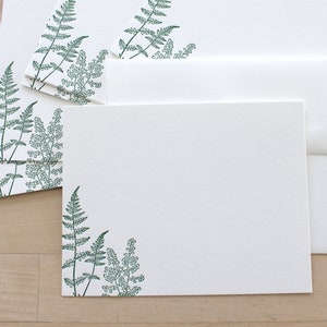 Letterpress FERN Thank You Cards Flat Notecards for Wedding Gift for Gardener Notecard Embossed Stationery Outdoorsy Gift Recycled Paper image 3